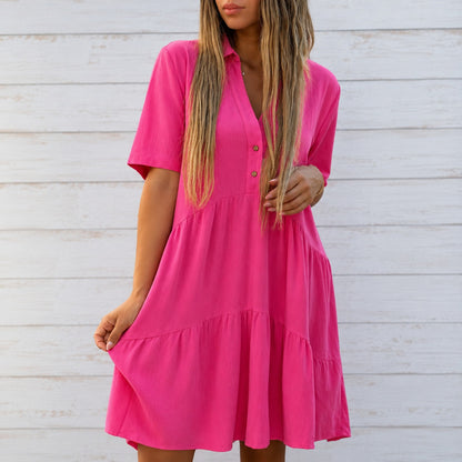 Vestido Adriana™ con Cuello Camisero y Corte Holgado