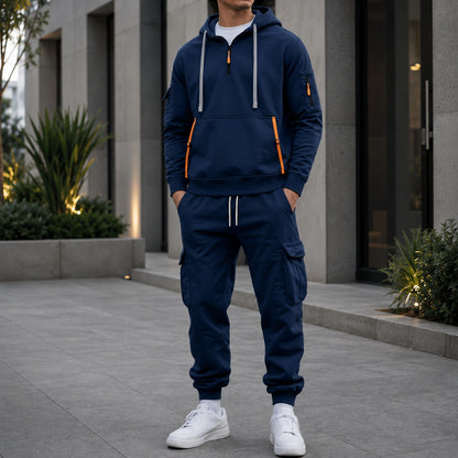 Conjunto Drevon™ con Sudadera con Bolsillos Utilitarios y Pantalón Cargo Jogger