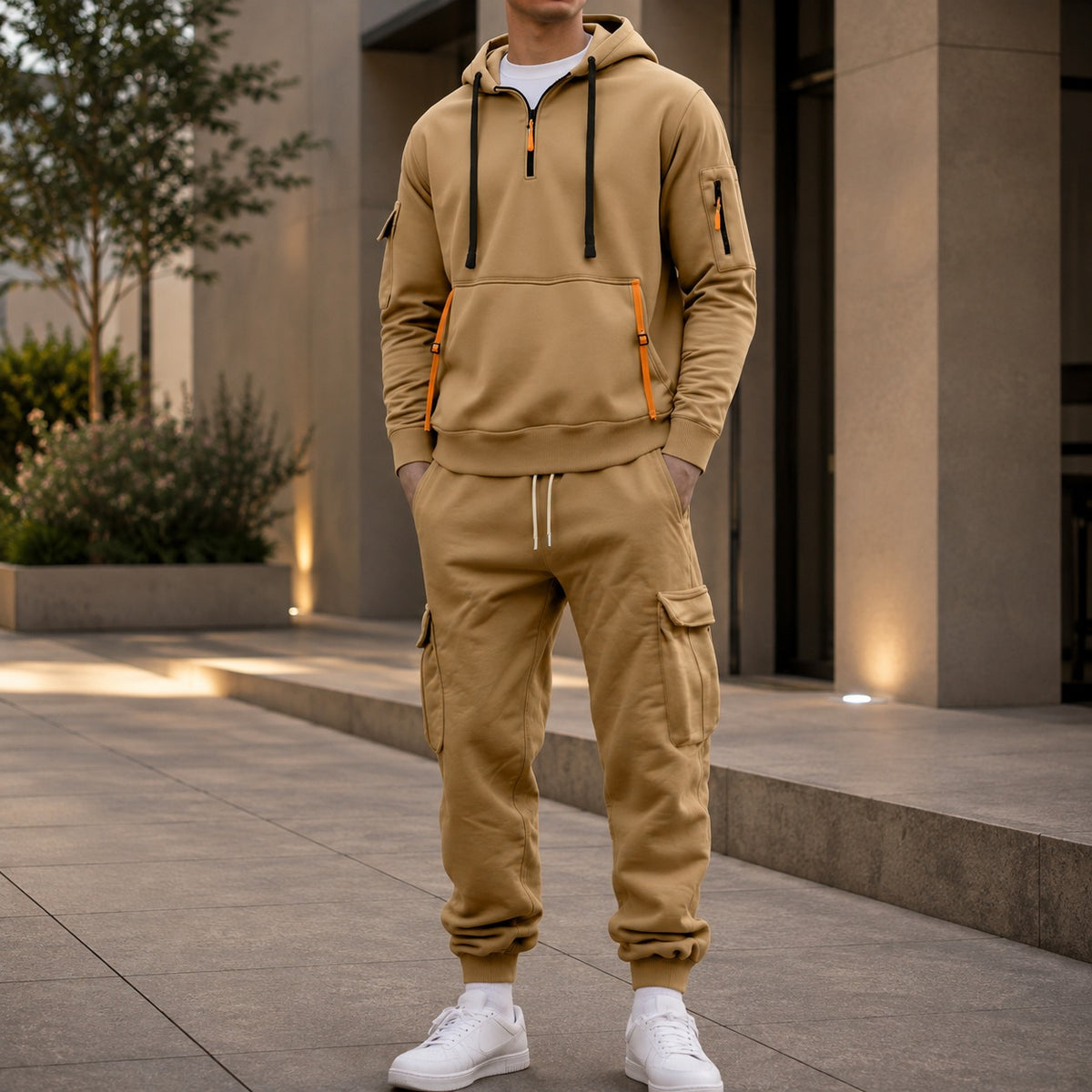 Conjunto Drevon™ con Sudadera con Bolsillos Utilitarios y Pantalón Cargo Jogger