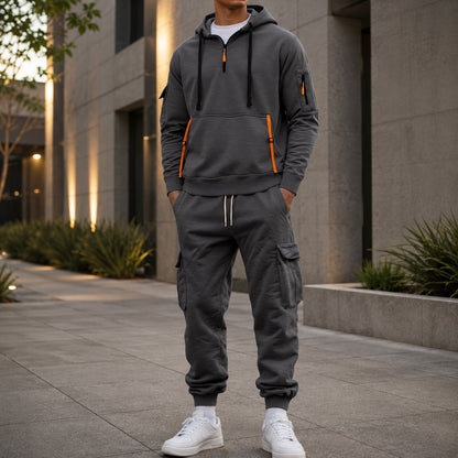 Conjunto Drevon™ con Sudadera con Bolsillos Utilitarios y Pantalón Cargo Jogger