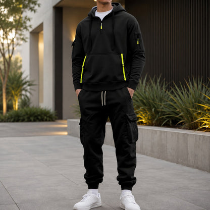 Conjunto Drevon™ con Sudadera con Bolsillos Utilitarios y Pantalón Cargo Jogger