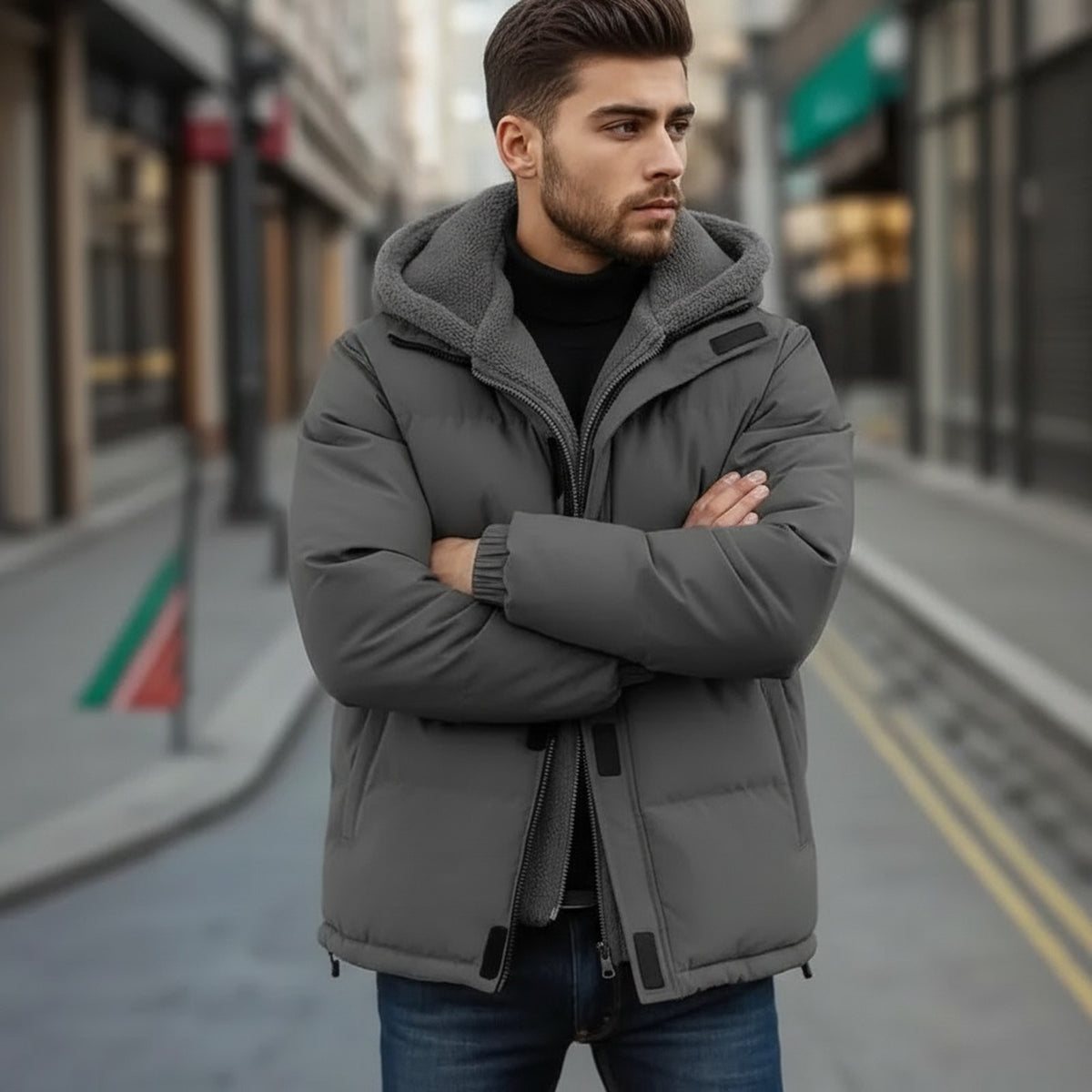 Chamarra Masculina Raven™ con Puffer Premium y Forro Térmico Afelpado