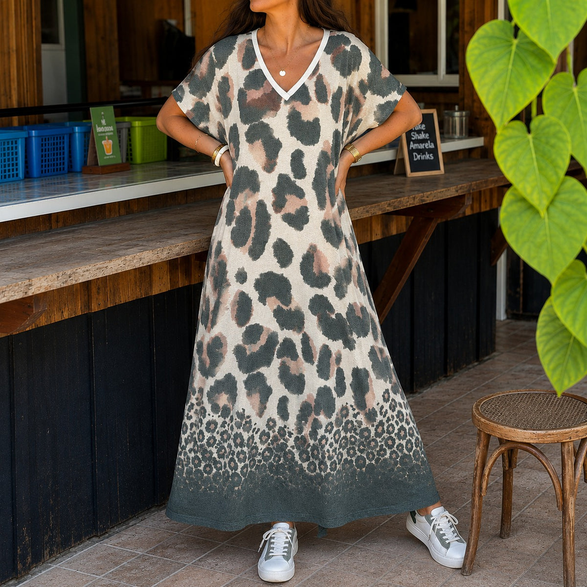 Vestido Luciana™ con Animal Print Marcado y Corte Amplio