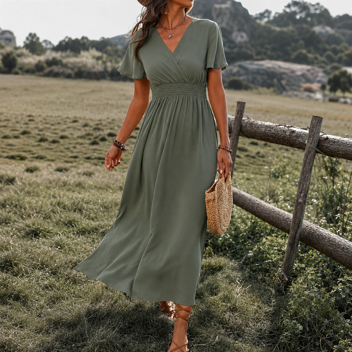 Vestido Eliana™ con Escote Cruzado y Cintura Fruncida