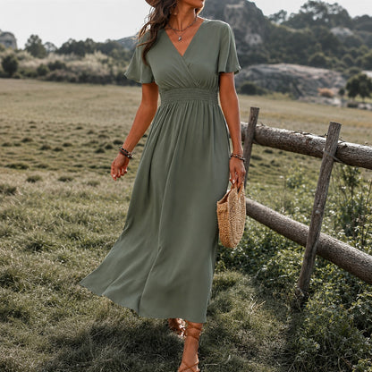 Vestido Eliana™ con Escote Cruzado y Cintura Fruncida
