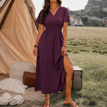 Vestido Eliana™ con Escote Cruzado y Cintura Fruncida