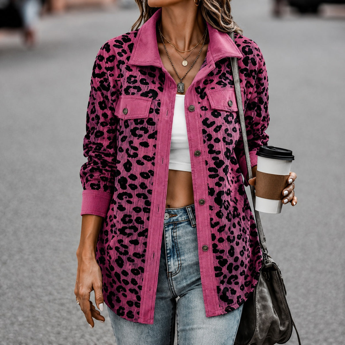 Chaqueta Elena™ con Estampado Animal Print, Bolsillos con Solapa y Botones