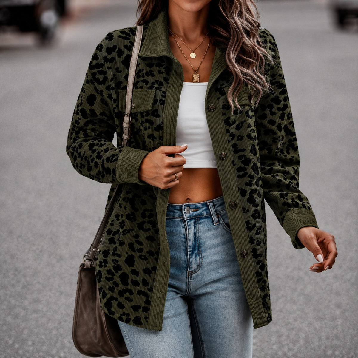 Chaqueta Elena™ con Estampado Animal Print, Bolsillos con Solapa y Botones
