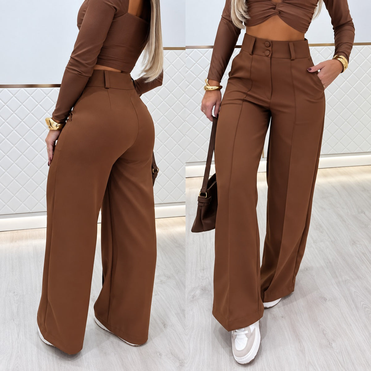 Pantalón Marcelie™ de Sastrería Premium con Cintura Alta y Corte Palazzo