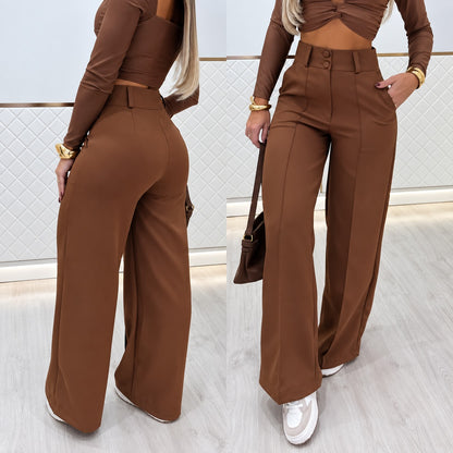 Pantalón Marcelie™ de Sastrería Premium con Cintura Alta y Corte Palazzo
