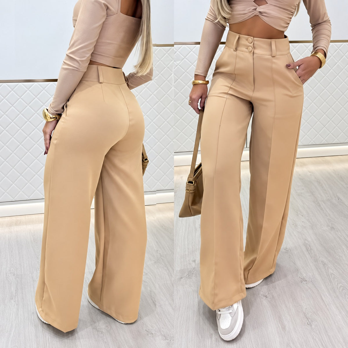 Pantalón Marcelie™ de Sastrería Premium con Cintura Alta y Corte Palazzo