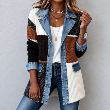 Chaqueta Karla™ con Detalles Denim y Botones Frontales