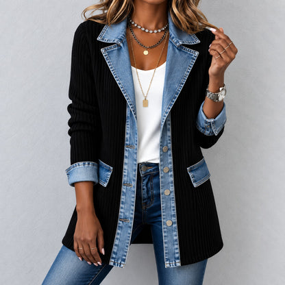 Chaqueta Karla™ con Detalles Denim y Botones Frontales