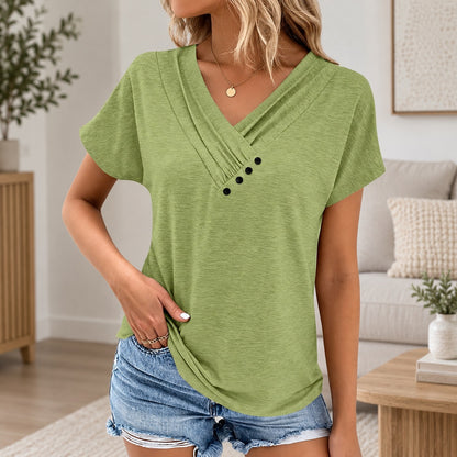 Blusa Viana™ con Escote V Cruzado y Corte Holgado