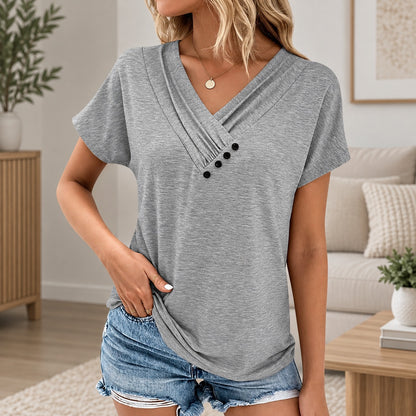 Blusa Viana™ con Escote V Cruzado y Corte Holgado
