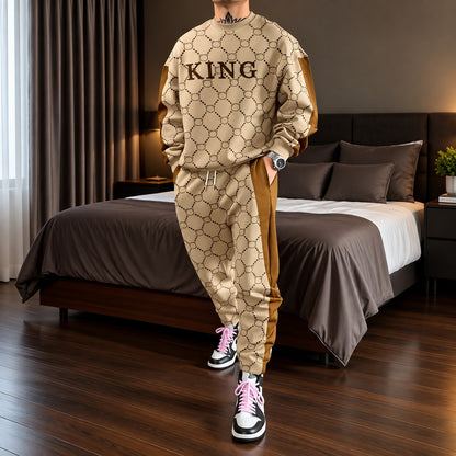 Conjunto Ramiro™ con Camiseta Estampada y Pantalón con Franjas Contrastantes