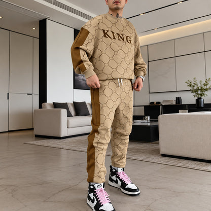 Conjunto Ramiro™ con Camiseta Estampada y Pantalón con Franjas Contrastantes