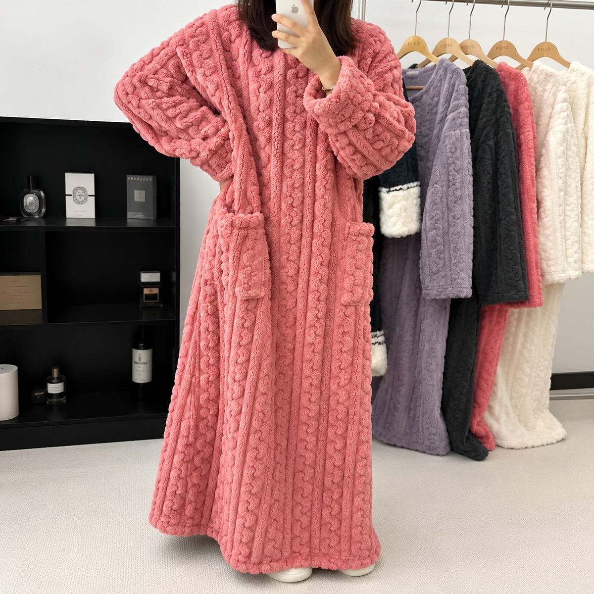 Pijama Largo Luna™ Estilo Manta con Tacto Afelpado Cálido y Textura Suave