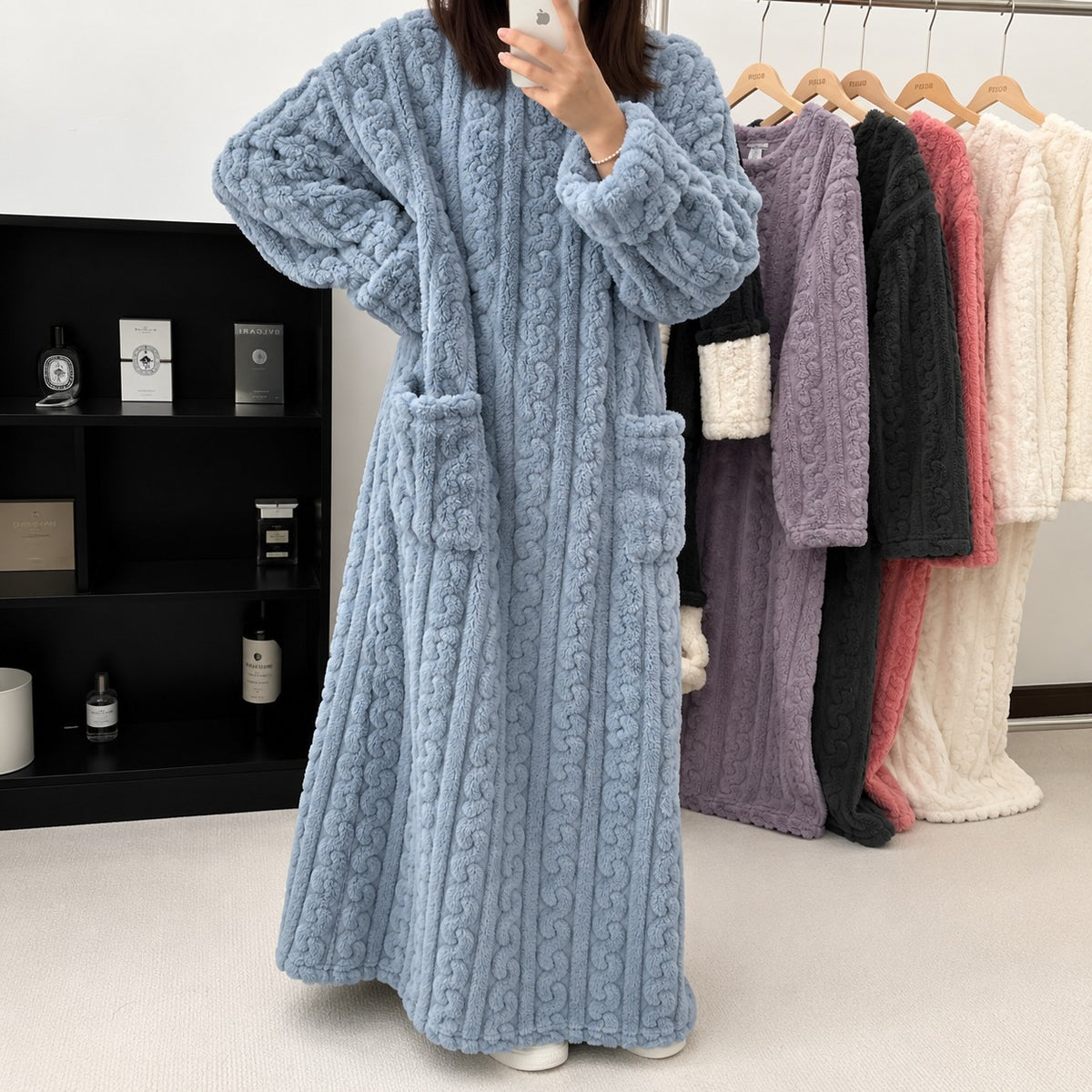 Pijama Largo Luna™ Estilo Manta con Tacto Afelpado Cálido y Textura Suave