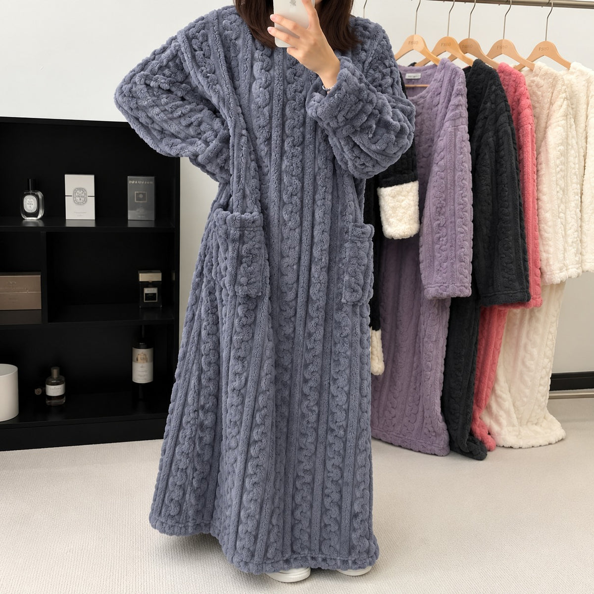 Pijama Largo Luna™ Estilo Manta con Tacto Afelpado Cálido y Textura Suave