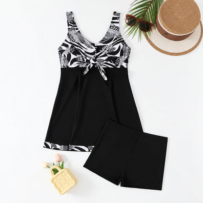Conjunto Tankini Sorela™ con Top Evasé de Lazo Frontal y Short de Cintura Alta