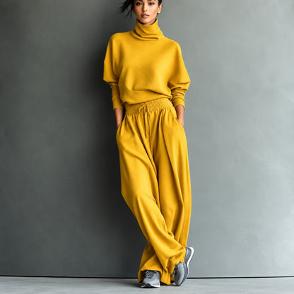 Conjunto Paula™ con Top de Cuello Alto y Pantalón de Pierna Ancha