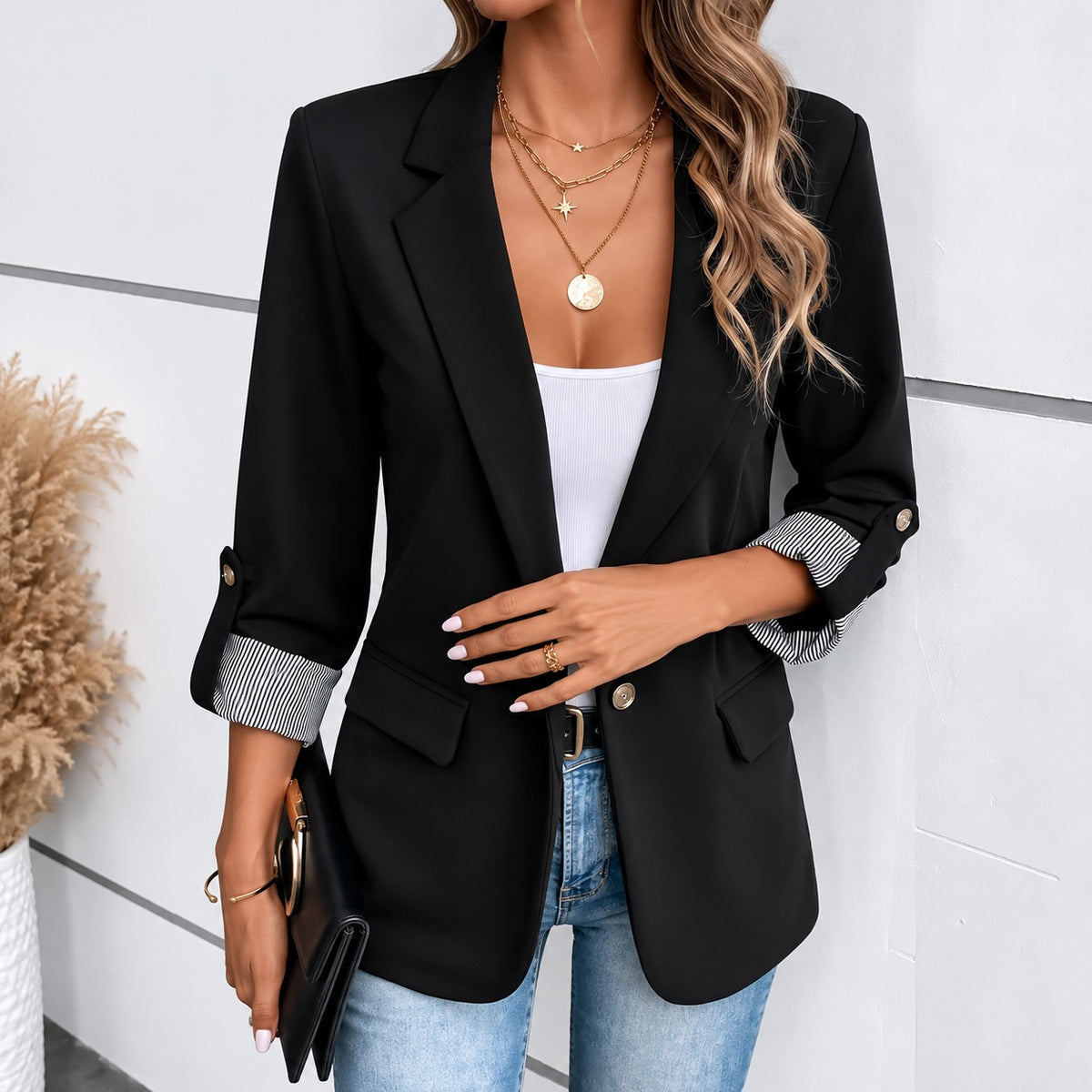 Blazer Toluca™ con Solapas Clásicas, Bolsillos con Solapa y Puños a Rayas