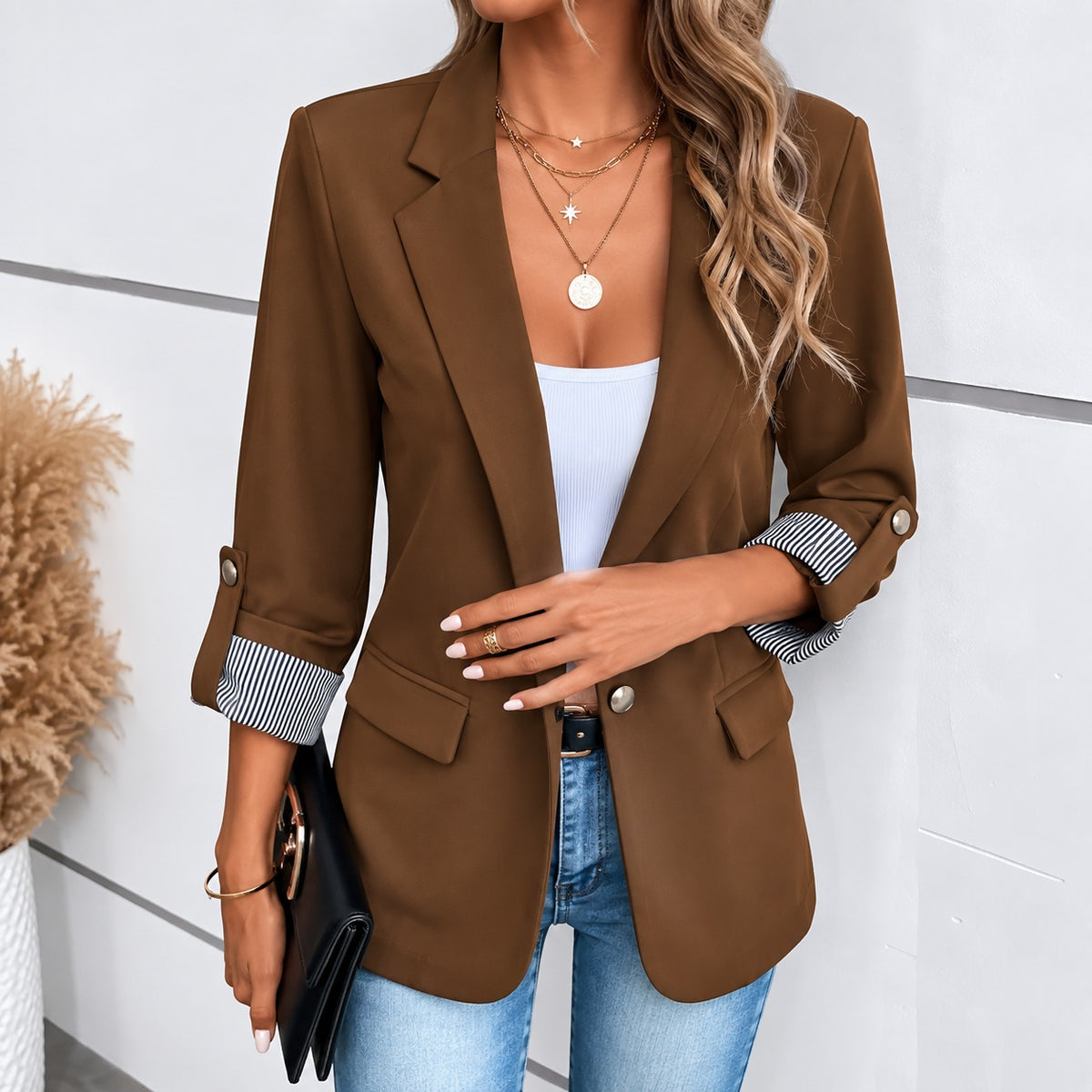Blazer Toluca™ con Solapas Clásicas, Bolsillos con Solapa y Puños a Rayas