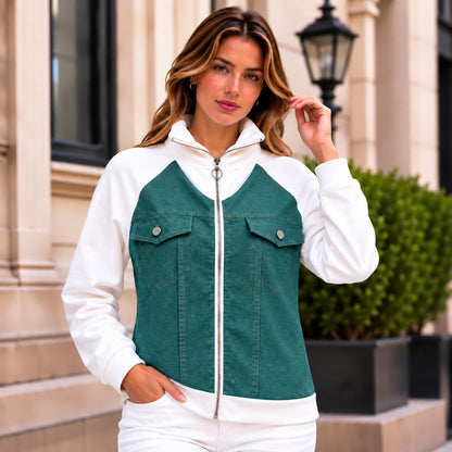 Chamarra Verona™ con Diseño Bicolor y Cuello Alto Estructurado
