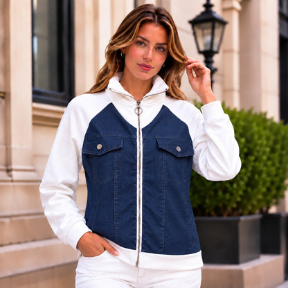 Chamarra Verona™ con Diseño Bicolor y Cuello Alto Estructurado