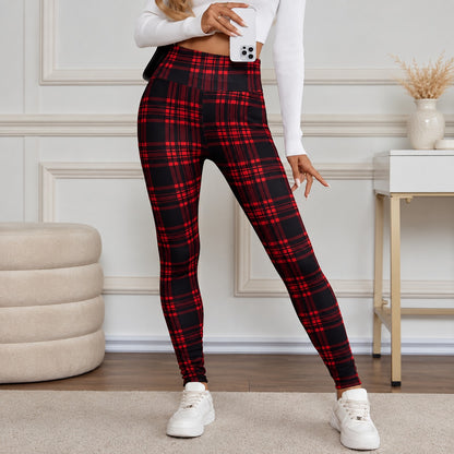 Pantalón Andorra™ con Estampado de Cuadros, Cintura Alta y Forro Suave