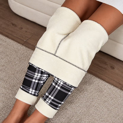 Pantalón Andorra™ con Estampado de Cuadros, Cintura Alta y Forro Suave