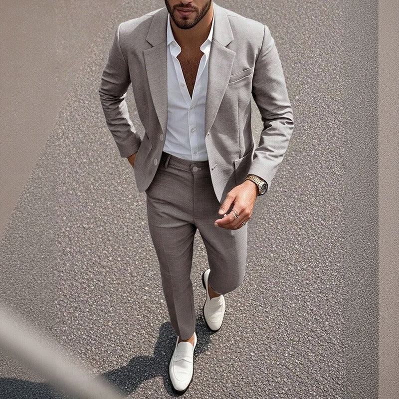 Traje Casual Montieri™ con Blazer de Solapa Clásica y Pantalón de Sastrería Recto