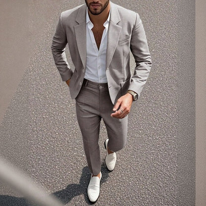 Traje Casual Montieri™ con Blazer de Solapa Clásica y Pantalón de Sastrería Recto