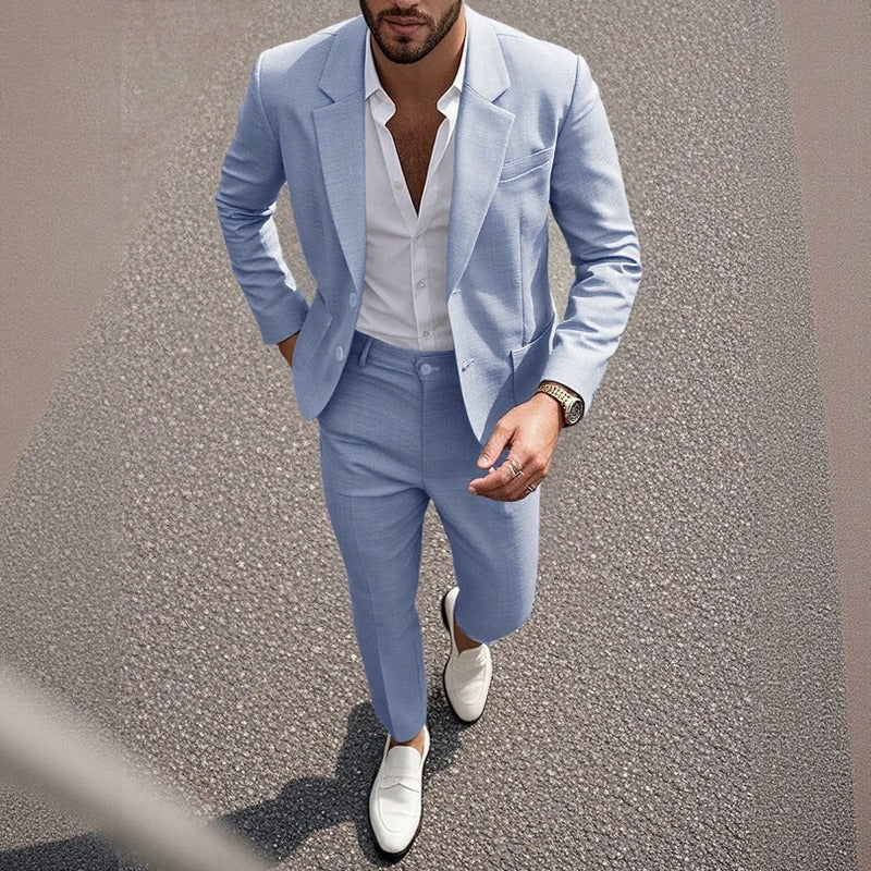 Traje Casual Montieri™ con Blazer de Solapa Clásica y Pantalón de Sastrería Recto