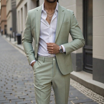Traje Casual Montieri™ con Blazer de Solapa Clásica y Pantalón de Sastrería Recto