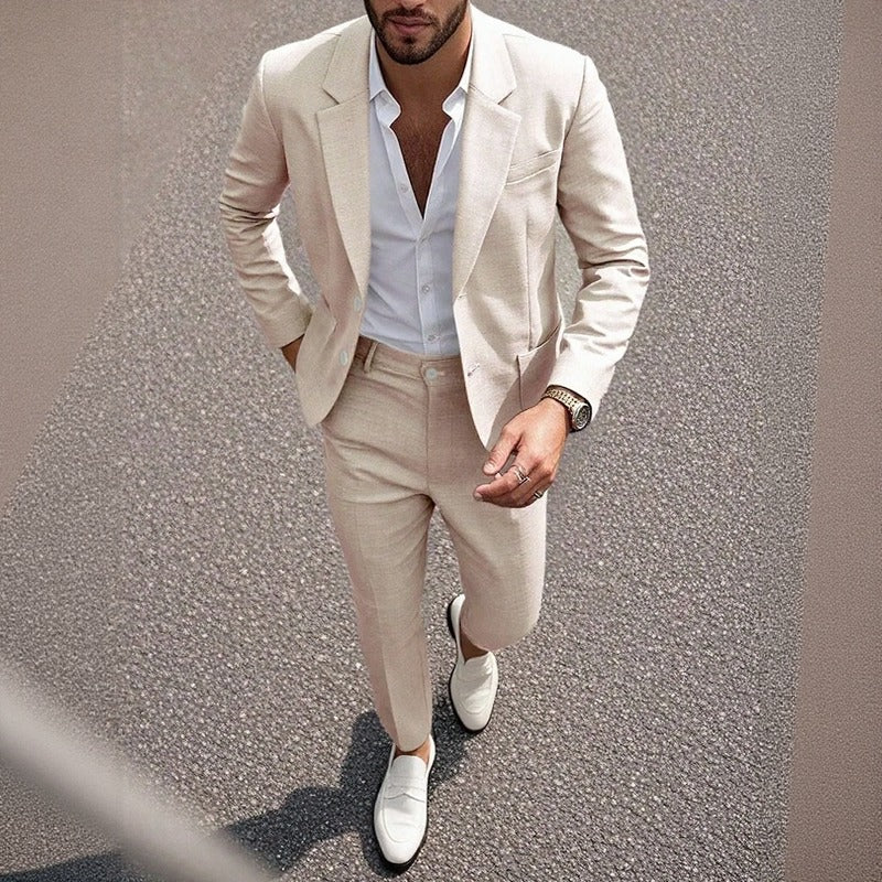 Traje Casual Montieri™ con Blazer de Solapa Clásica y Pantalón de Sastrería Recto