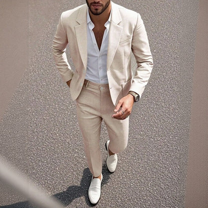 Traje Casual Montieri™ con Blazer de Solapa Clásica y Pantalón de Sastrería Recto