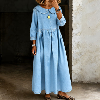 Vestido Mireia™ con Cuello Peter Pan y Falda Amplia