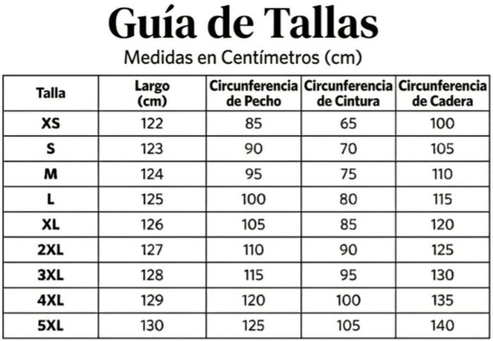 Guía de tallas
