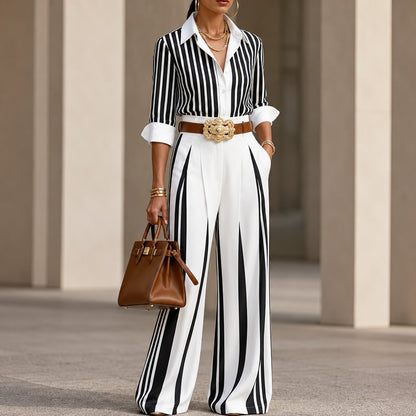 Conjunto Almarine™ con Rayas Clásicas y Pantalón Fluido