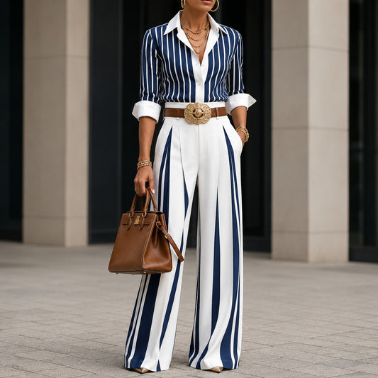 Conjunto Almarine™ con Rayas Clásicas y Pantalón Fluido