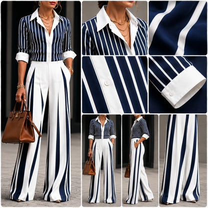 Conjunto Almarine™ con Rayas Clásicas y Pantalón Fluido