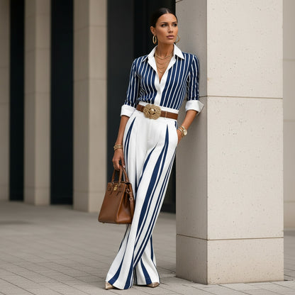 Conjunto Almarine™ con Rayas Clásicas y Pantalón Fluido