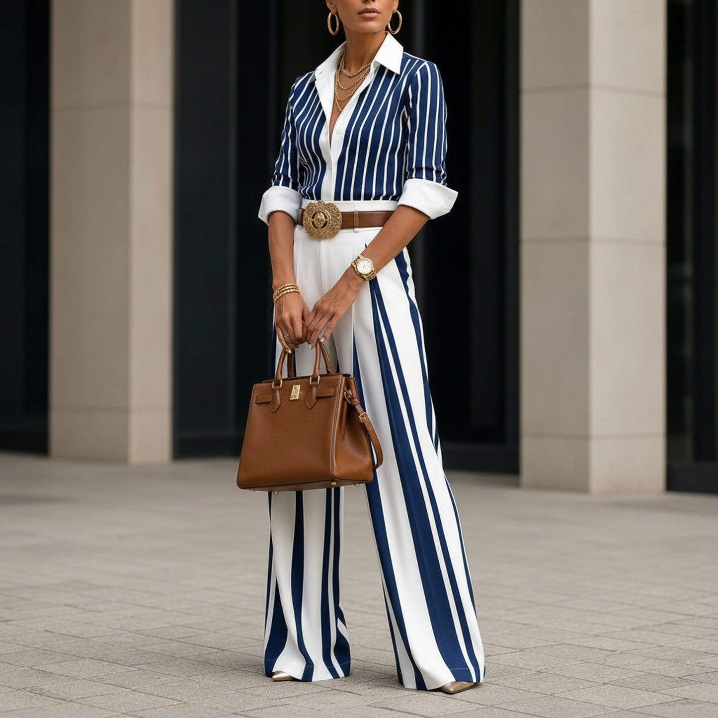 Conjunto Almarine™ con Rayas Clásicas y Pantalón Fluido