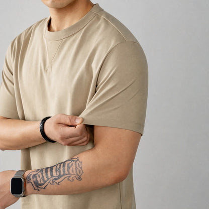 Camiseta Louis™ de Algodón Premium con Elastano y Cuello Redondo Acanalado