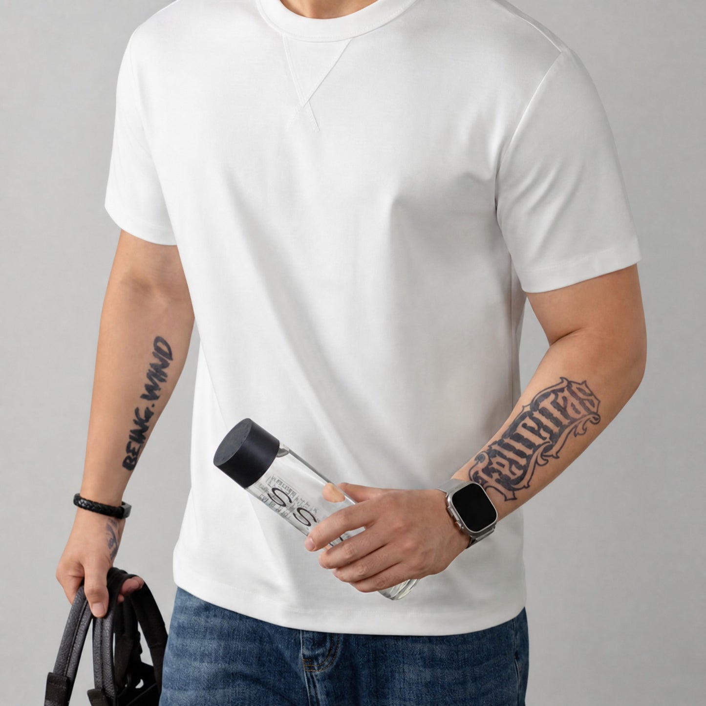 Camiseta Louis™ de Algodón Premium con Elastano y Cuello Redondo Acanalado