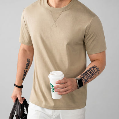 Camiseta Louis™ de Algodón Premium con Elastano y Cuello Redondo Acanalado