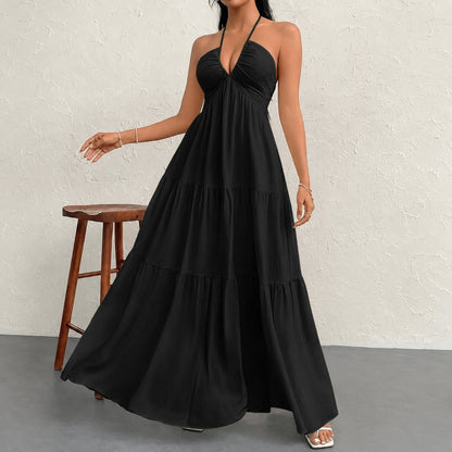 Vestido Marielle™ con Cuello Halter y Lazo Delicado