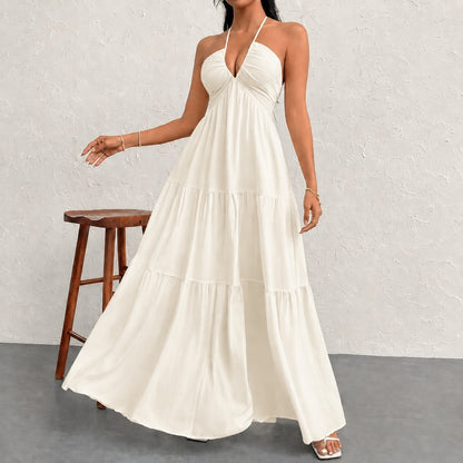 Vestido Marielle™ con Cuello Halter y Lazo Delicado